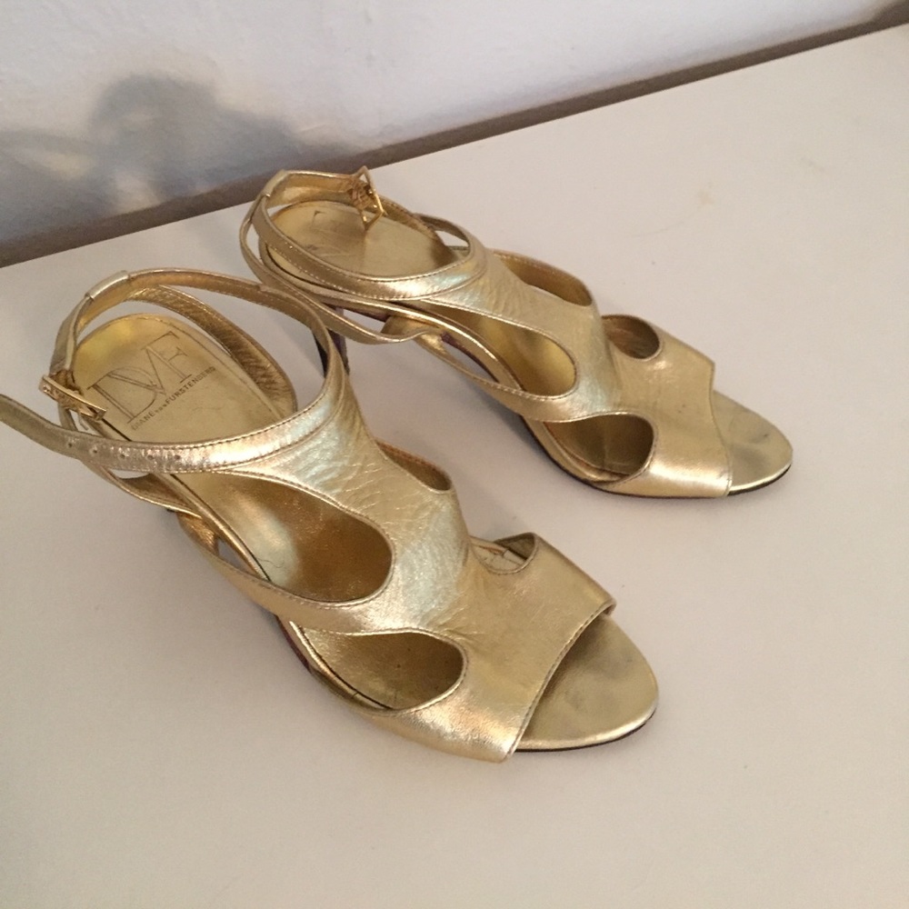 DVF gold heels